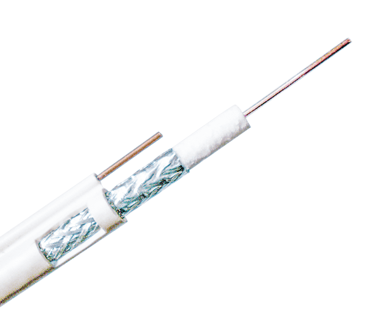 Câble coaxial série RG59M—Ruban simple et tresse avec messager