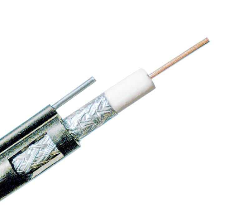 Câble coaxial série RG6MF—Ruban simple et tresse avec messager, gelée